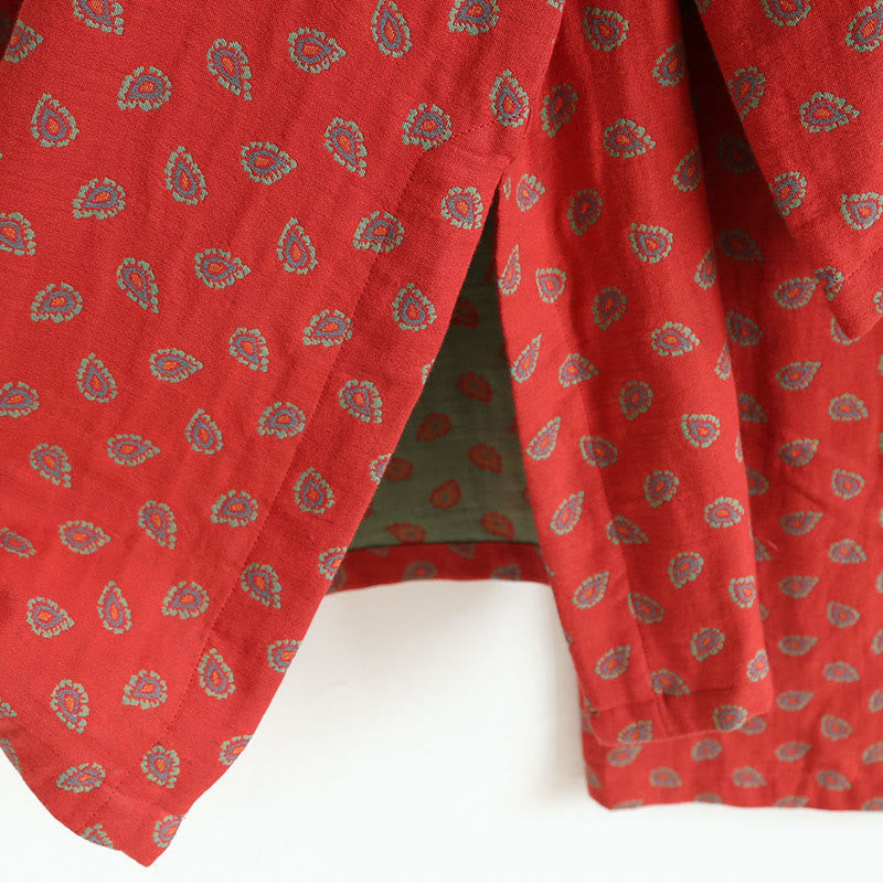 Buddha Stones 2pcs Colorful Floral Long Sleeve Frog-Button Shirt Pants With Pockets Pure Cotton Set  - image 16