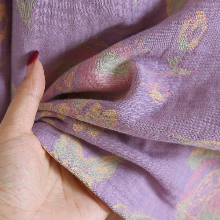 Buddha Stones 2pcs FLoral Pattern Long Sleeve Crew Neck Button Shirt Pants With Pockets Cotton Set  - image 16