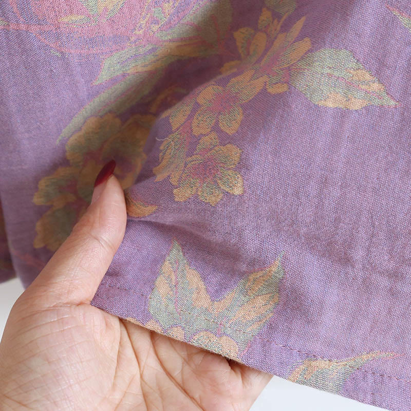 Buddha Stones 2pcs FLoral Pattern Long Sleeve Crew Neck Button Shirt Pants With Pockets Cotton Set  - image 22