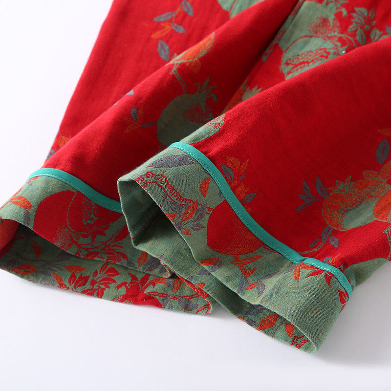 Buddha Stones 2pcs Patchwork Long Sleeve Frog-Button Shirt Pants With Pockets Pure Cotton Set  - image 14