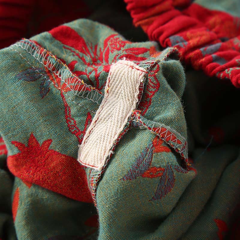 Buddha Stones 2pcs Patchwork Long Sleeve Frog-Button Shirt Pants With Pockets Pure Cotton Set  - image 13