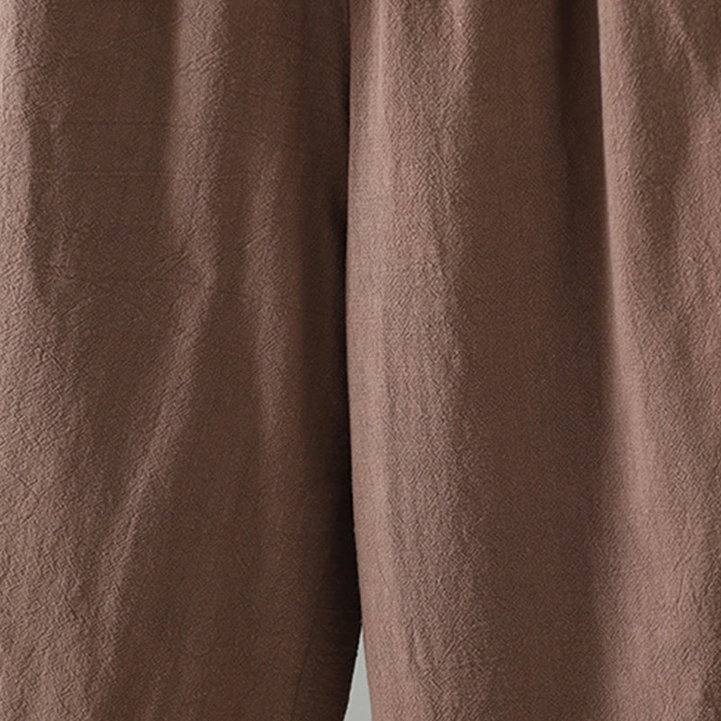 Buddha Stones Women's Pure Color Lace Patchwork Drawstring Thermal Cotton Pants With Pockets - image 7