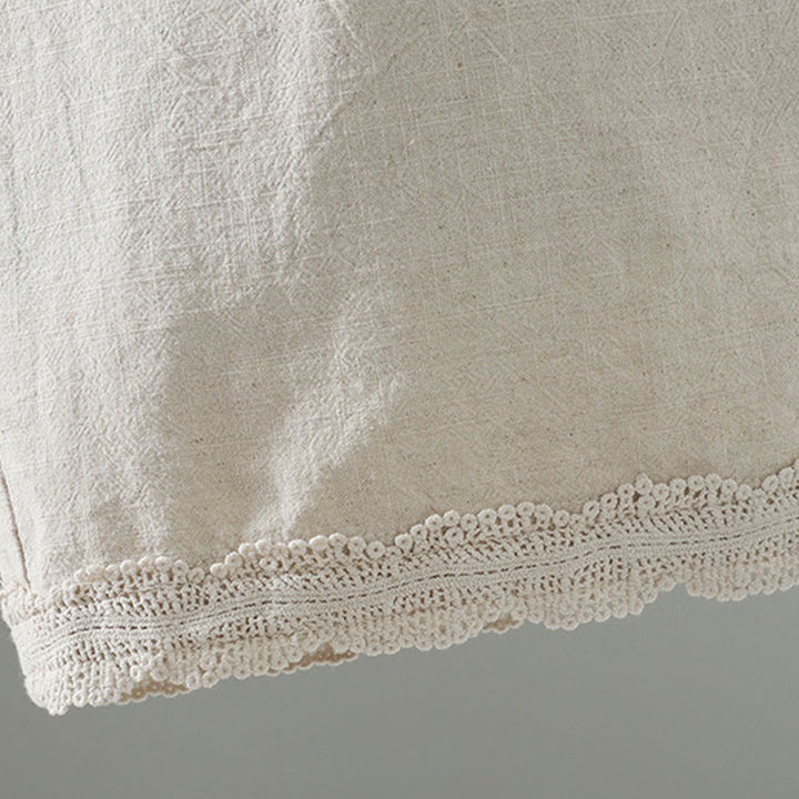 Buddha Stones Women's Pure Color Lace Patchwork Drawstring Thermal Cotton Pants With Pockets - image 22