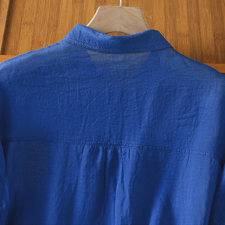 Buddha Stones Fall Commute Lapel Women's Long Sleeve Shirt With Pocket - image 21