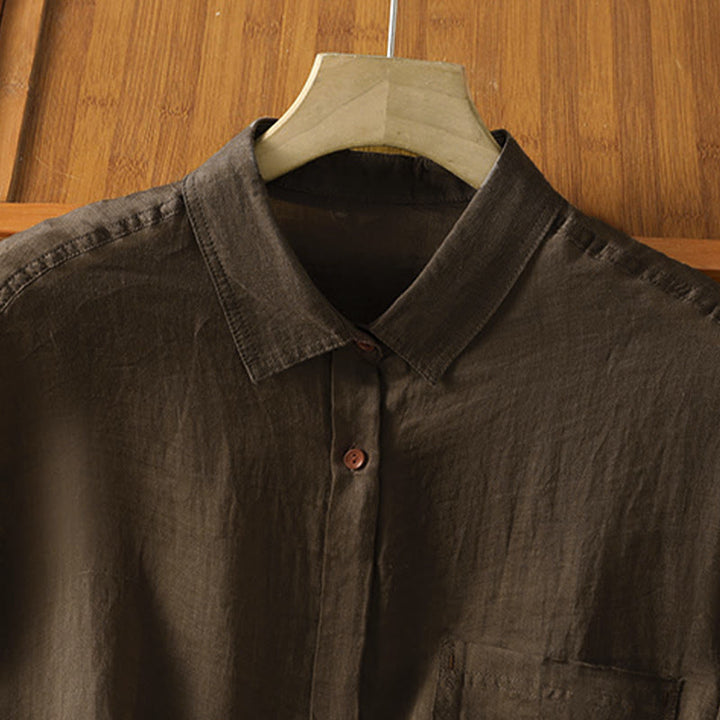 Buddha Stones Fall Commute Lapel Women's Long Sleeve Shirt With Pocket - image 12