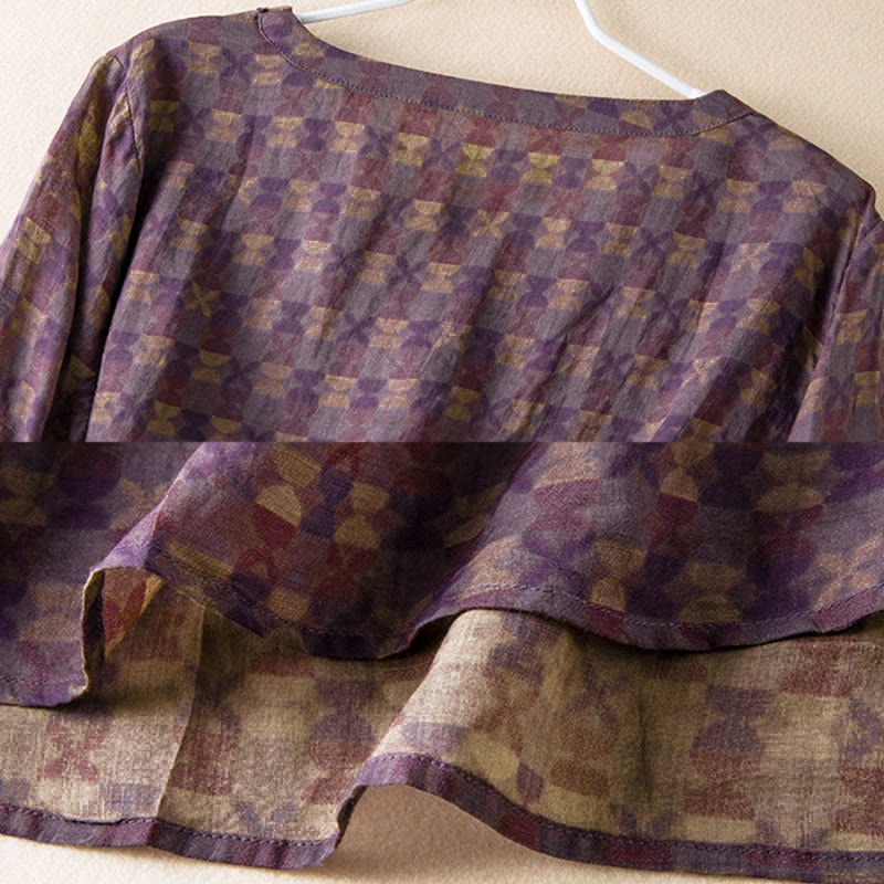 Buddha Stones Spring V-Neck Printed Floral Pattern Women's Long Sleeve Shirt - image 9