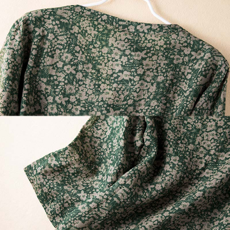 Buddha Stones Spring V-Neck Printed Floral Pattern Women's Long Sleeve Shirt - image 11