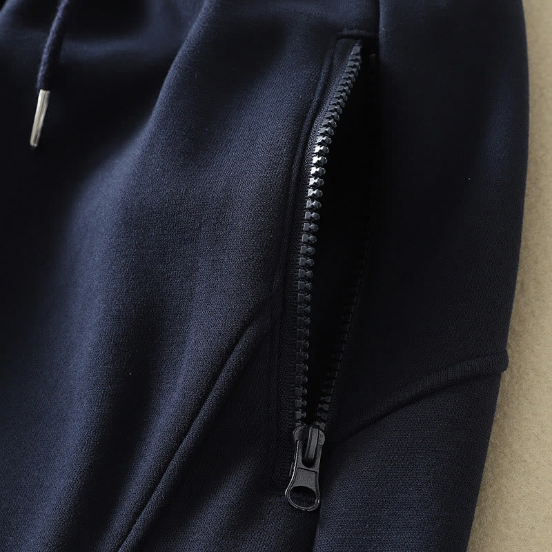 Buddha Stones Midnightblue Zipper Thermal Fleece-lined Cotton Women's Wide Leg Pants With Pockets - image 4