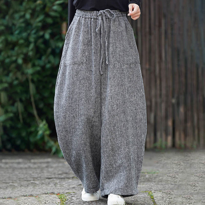 Buddha Stones Winter Men's Pure Color Drawstring Design Cotton High Waist Pants With Pockets - image 34