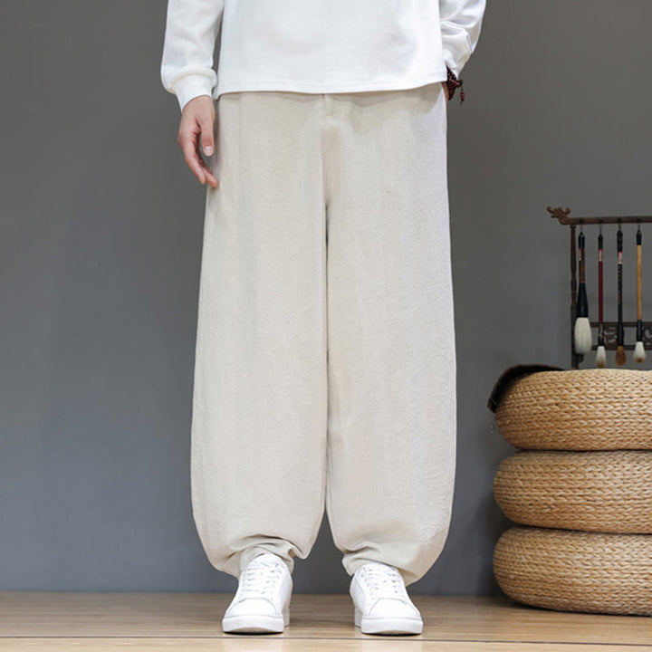 Buddha Stones Fall Sports Men's Pure Color Button Design Cotton Pants With Pockets - image 16