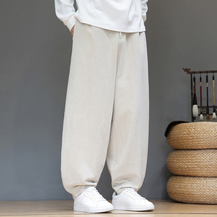 Buddha Stones Fall Sports Men's Pure Color Button Design Cotton Pants With Pockets - image 17