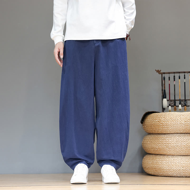 Buddha Stones Fall Sports Men's Pure Color Button Design Cotton Pants With Pockets - RoyalBlue - US/UK/AU46，EU56 (5XL) - image 1