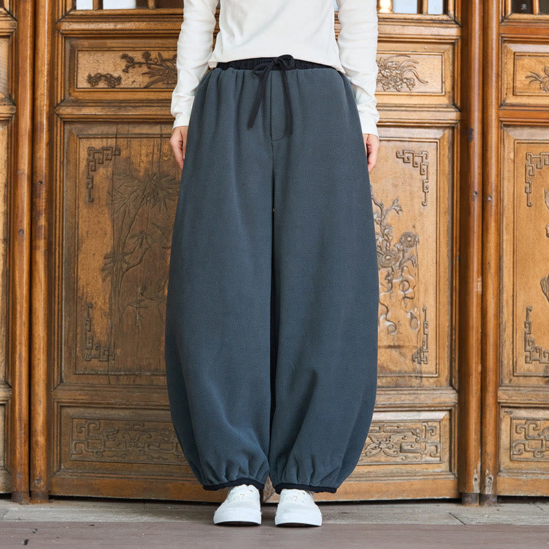 Buddha Stones Winter Men's Pure Color Elastic Cuff Design Cotton 9 Length Pants With Pockets - image 2