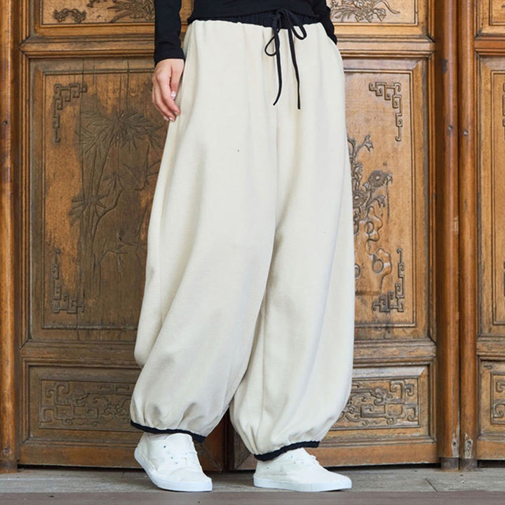 Buddha Stones Winter Men's Pure Color Elastic Cuff Design Cotton 9 Length Pants With Pockets - image 29