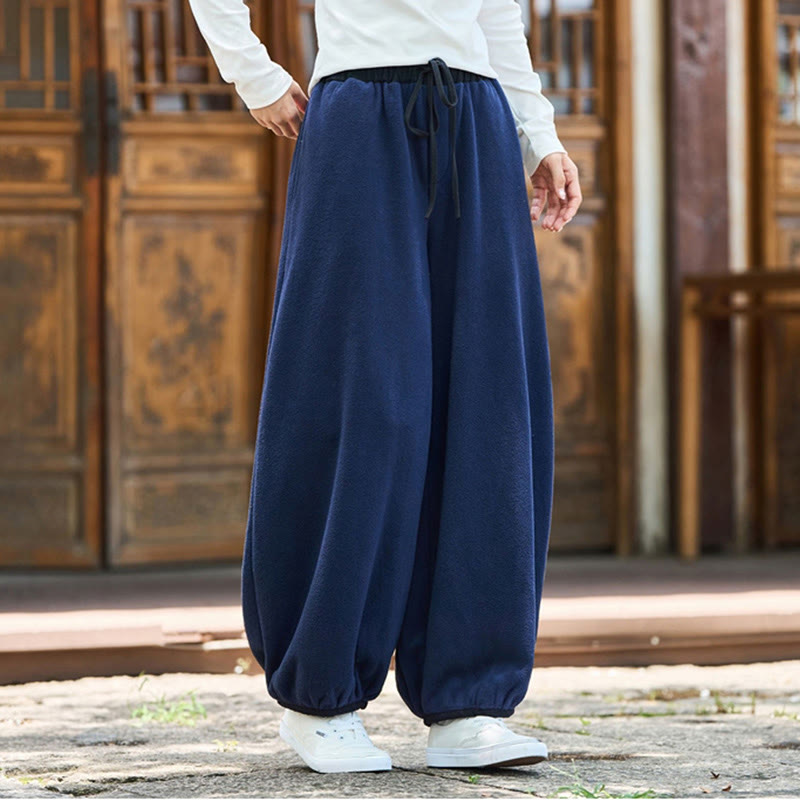 Buddha Stones Winter Men's Pure Color Elastic Cuff Design Cotton 9 Length Pants With Pockets - image 39