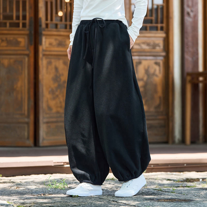 Buddha Stones Winter Men's Pure Color Elastic Cuff Design Cotton 9 Length Pants With Pockets - image 18