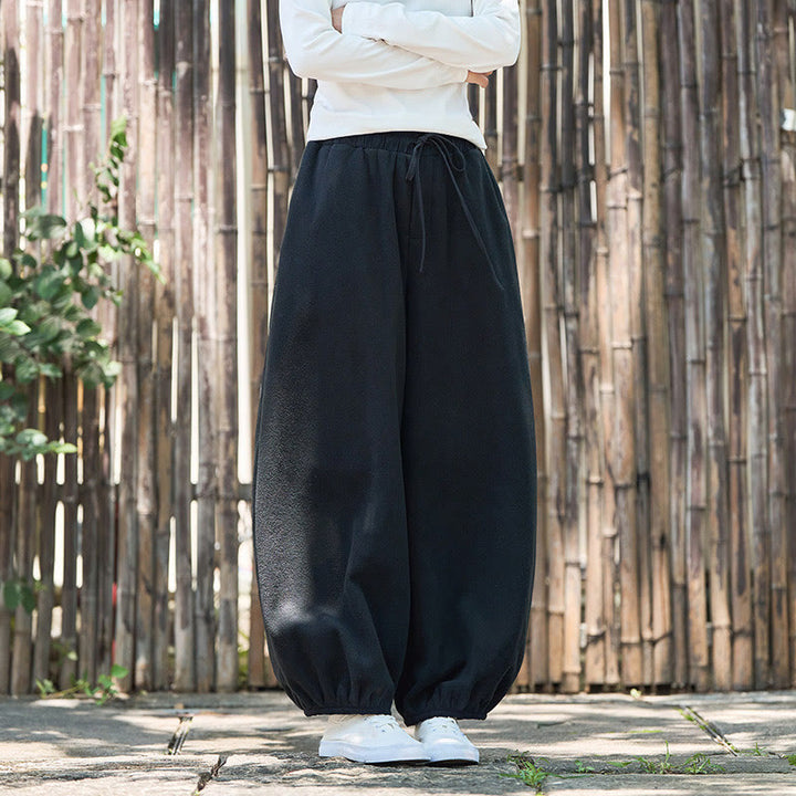 Buddha Stones Winter Men's Pure Color Elastic Cuff Design Cotton 9 Length Pants With Pockets - Black - US/UK/AU46，EU56 (5XL) - image 13