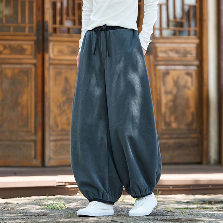 Buddha Stones Winter Men's Pure Color Elastic Cuff Design Cotton 9 Length Pants With Pockets - image 5