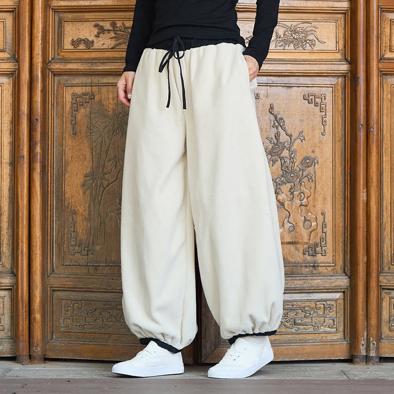 Buddha Stones Winter Men's Pure Color Elastic Cuff Design Cotton 9 Length Pants With Pockets - image 27