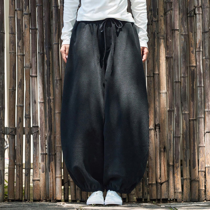 Buddha Stones Winter Men's Pure Color Elastic Cuff Design Cotton 9 Length Pants With Pockets - image 16