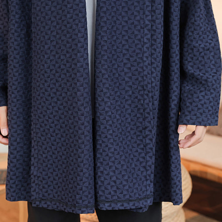 Buddha Stones Winter Jacquard Simple Design Men's Cotton Long Sleeve Kimono - image 13