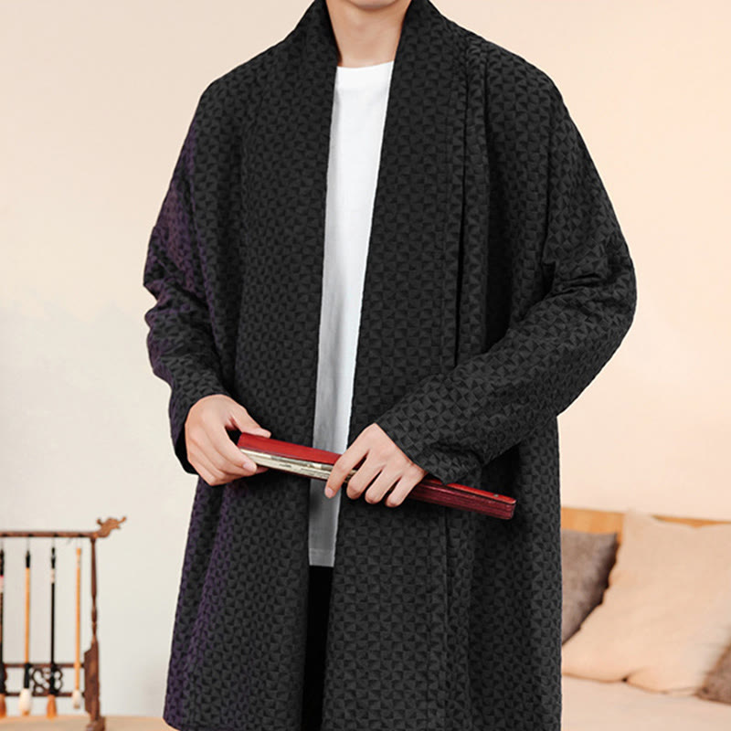 Buddha Stones Winter Jacquard Simple Design Men's Cotton Long Sleeve Kimono - image 20