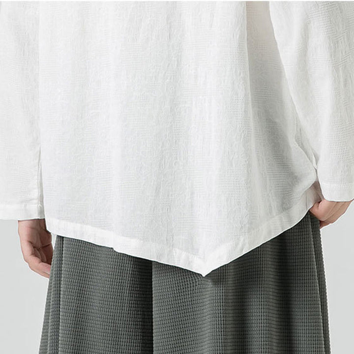 Buddha Stones Men's Chinese Frog-Button Plain Design Cotton Long Sleeve T-Shirt Zen Clothing - image 21