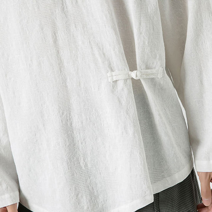 Buddha Stones Men's Chinese Frog-Button Plain Design Cotton Long Sleeve T-Shirt Zen Clothing - image 20