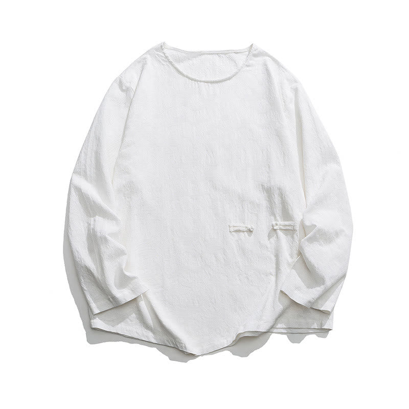 Buddha Stones Men's Chinese Frog-Button Plain Design Cotton Long Sleeve T-Shirt Zen Clothing - image 23