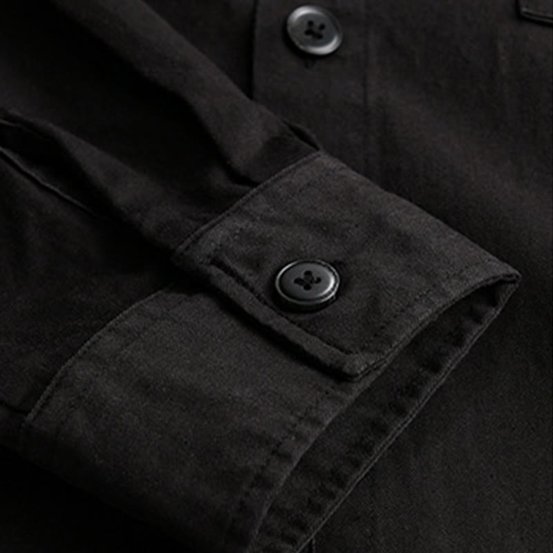 Buddha Stones Spring Plaid Pattern Fake Two-piece Long Sleeve Men's Cotton Jacket With Pocket - image 7