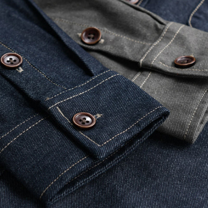 Buddha Stones Fall Plain Buttons Long Sleeve Men's Cotton Jacket With Pocket - image 16