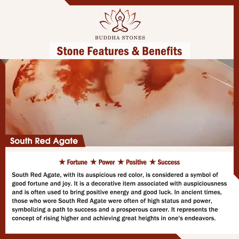 Buddha Stones 8mm South Red Agate Beads Heart Braided String Success Bracelet - image 5