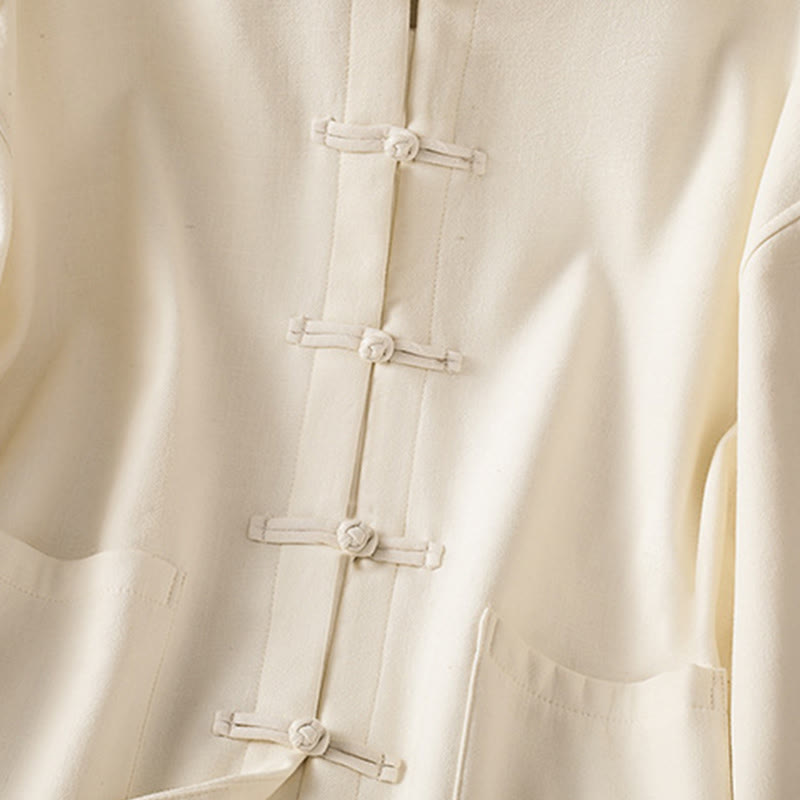 Buddha Stones Winter Frog-button Long Sleeve Cotton Fleece Lined Women's Thermal Jacket With Pockets - image 7