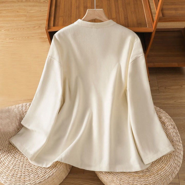 Buddha Stones Winter Frog-button Long Sleeve Cotton Fleece Lined Women's Thermal Jacket With Pockets - image 2