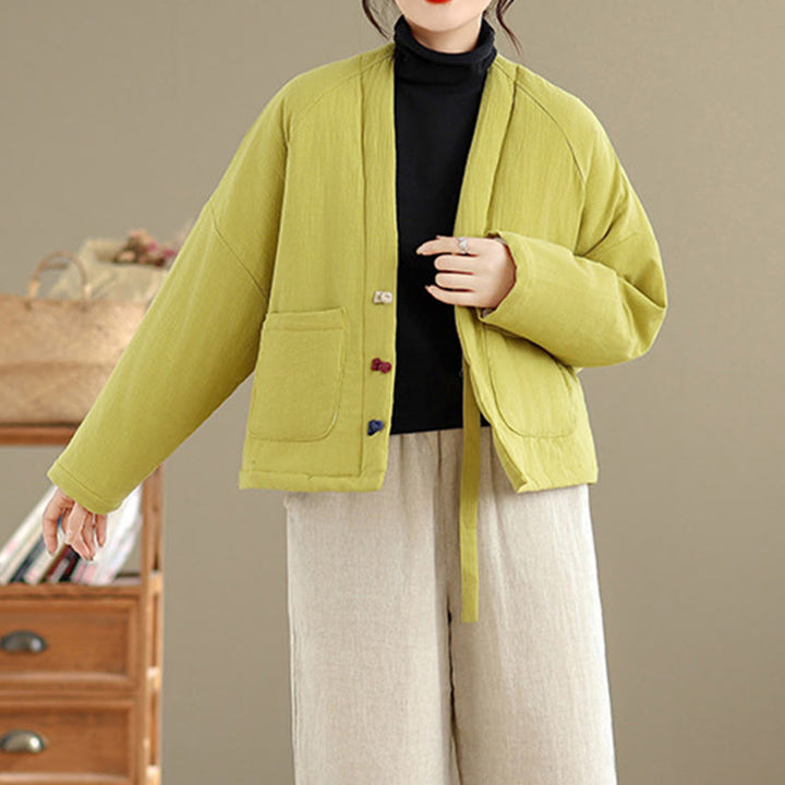 Buddha Stones Winter Long Sleeve Cotton Women's Thermal Jacket With Pockets - image 31