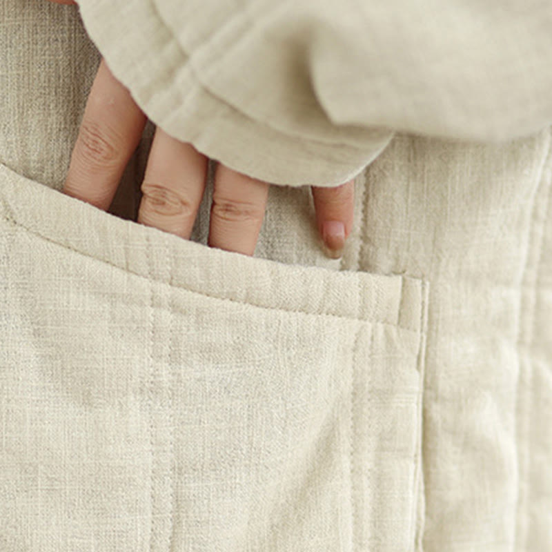 Buddha Stones Winter Solid Long Sleeve Cotton Women's Thermal Jacket With Pockets - image 11