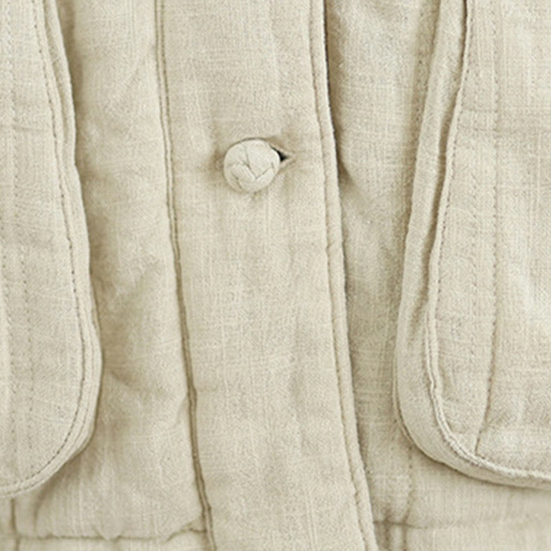 Buddha Stones Winter Solid Long Sleeve Cotton Women's Thermal Jacket With Pockets - image 13