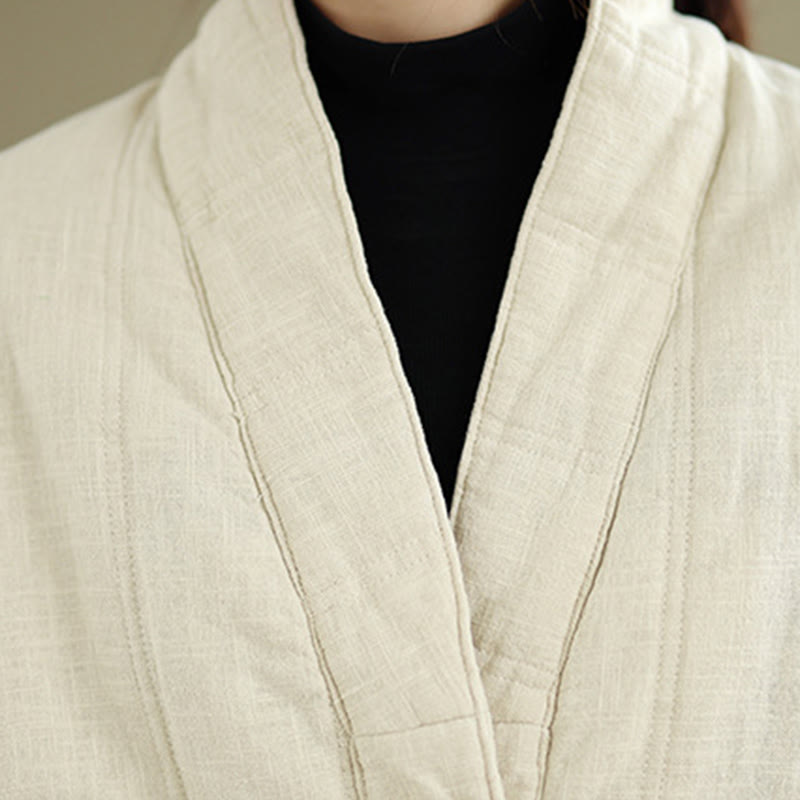 Buddha Stones Winter Solid Long Sleeve Cotton Women's Thermal Jacket With Pockets - image 8