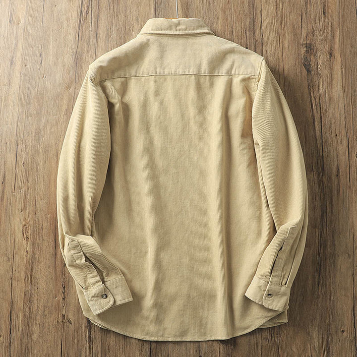 Buddha Stones Lapel Corduroy Solid Color Men's Long Sleeve Cotton Thickened Jacket With Pockets - image 2