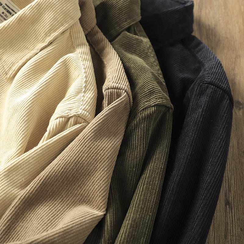 Buddha Stones Lapel Corduroy Solid Color Men's Long Sleeve Cotton Thickened Jacket With Pockets - image 16