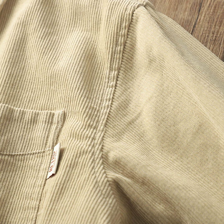 Buddha Stones Lapel Corduroy Solid Color Men's Long Sleeve Cotton Thickened Jacket With Pockets - image 7