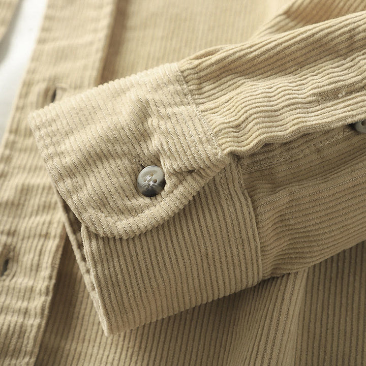 Buddha Stones Lapel Corduroy Solid Color Men's Long Sleeve Cotton Thickened Jacket With Pockets - image 22