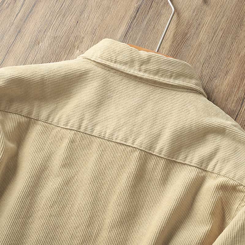 Buddha Stones Lapel Corduroy Solid Color Men's Long Sleeve Cotton Thickened Jacket With Pockets - image 9