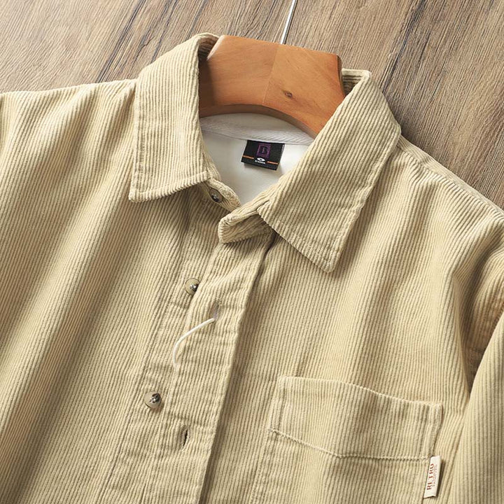 Buddha Stones Lapel Corduroy Solid Color Men's Long Sleeve Cotton Thickened Jacket With Pockets - image 5