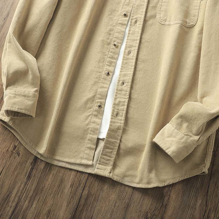 Buddha Stones Lapel Corduroy Solid Color Men's Long Sleeve Cotton Thickened Jacket With Pockets - image 6