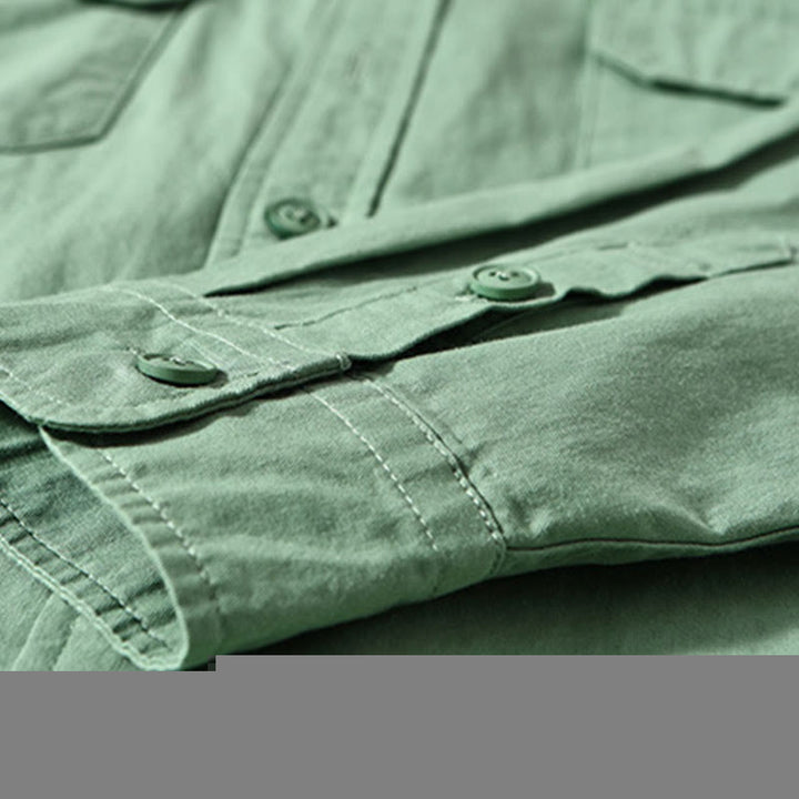 Buddha Stones Crew Neck Solid Color Men's Long Sleeve Cotton Thickened Jacket With Pockets - image 8