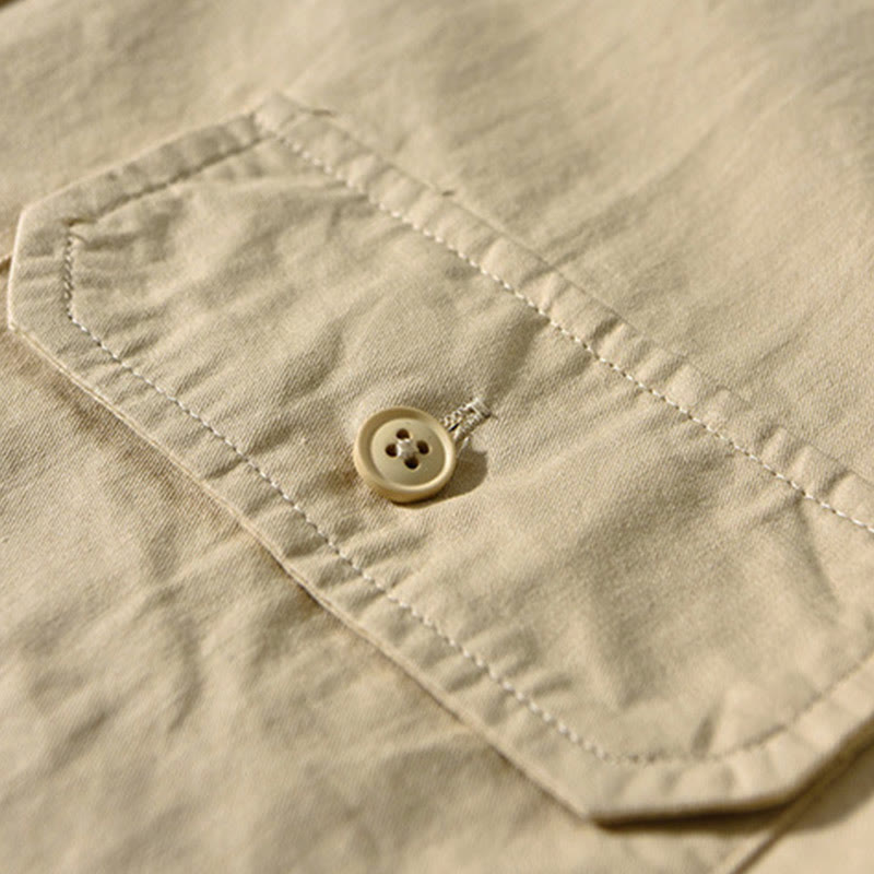 Buddha Stones Crew Neck Solid Color Men's Long Sleeve Cotton Thickened Jacket With Pockets - image 2