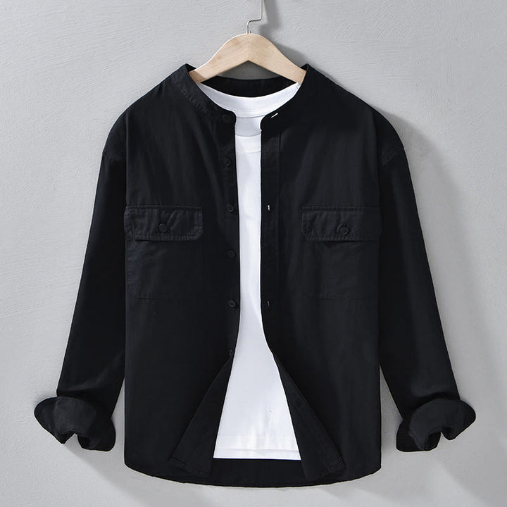 Buddha Stones Crew Neck Solid Color Men's Long Sleeve Cotton Thickened Jacket With Pockets - Black - US/UK/AU42，EU52 (3XL) - image 20