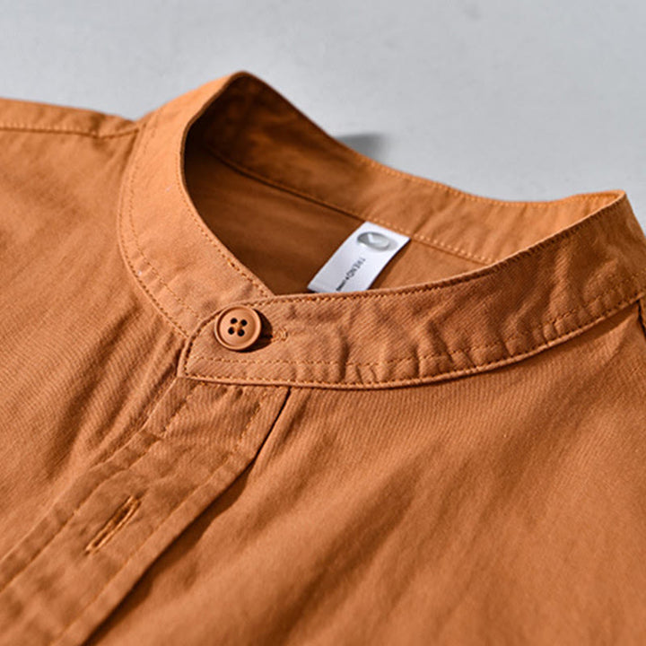 Buddha Stones Crew Neck Solid Color Men's Long Sleeve Cotton Thickened Jacket With Pockets - image 12