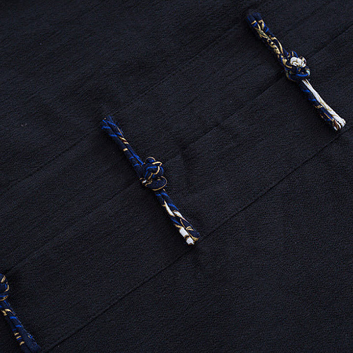 Buddha Stones Spring Cranes Design Men's Frog-Button Cotton Linen Long Sleeve Jacket - image 4